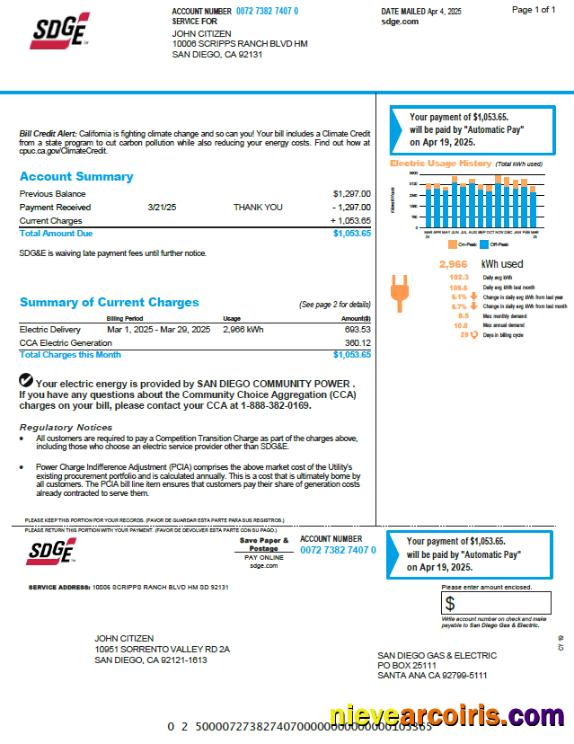 USA SDGE utility bill, version 2
